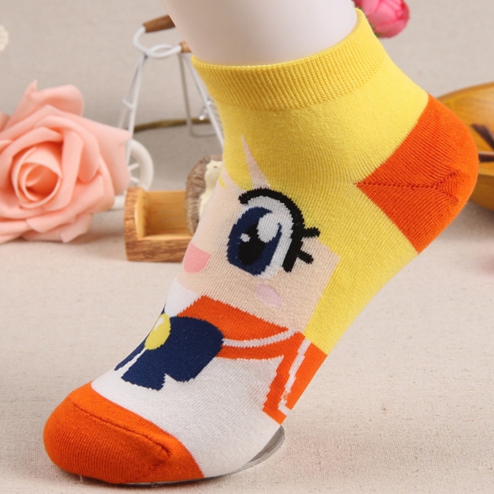 Set of 6! Sailor Moon Yellow Short Ankle Socks - Picture 6 of 8